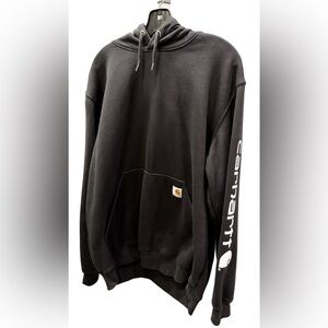 Carhartt Men's Black Hoodie Sweatshirt with Logo Sleeve Size XL
